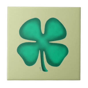 Azulejo pequeño verde claro Lucky 4 Leaf Irish Clo