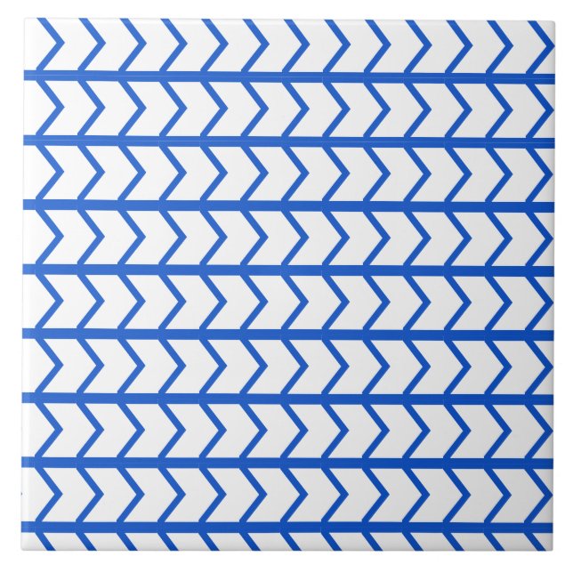 Azulejo Pequeños Chevrons Art Deco en mosaico azul (Frente)