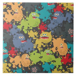 Azulejo Pequeños monstruos graciosos