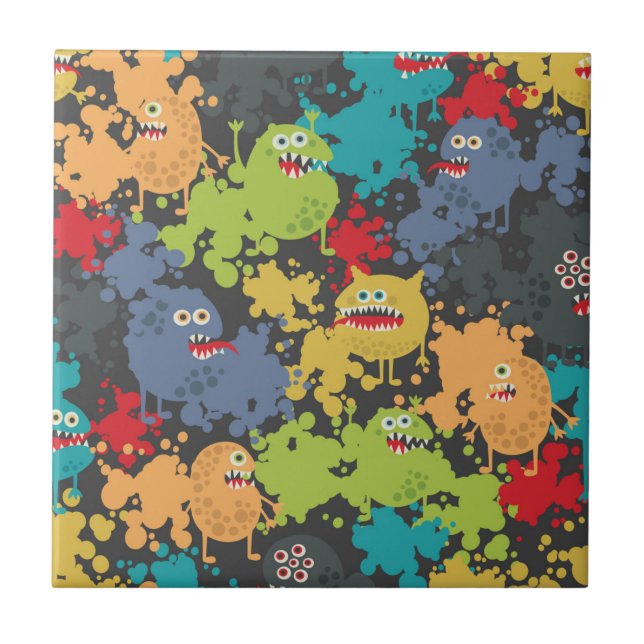 Azulejo Pequeños monstruos graciosos (Frente)