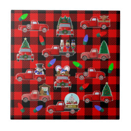 Azulejo Pequeños Navidades de Camiones Rojos