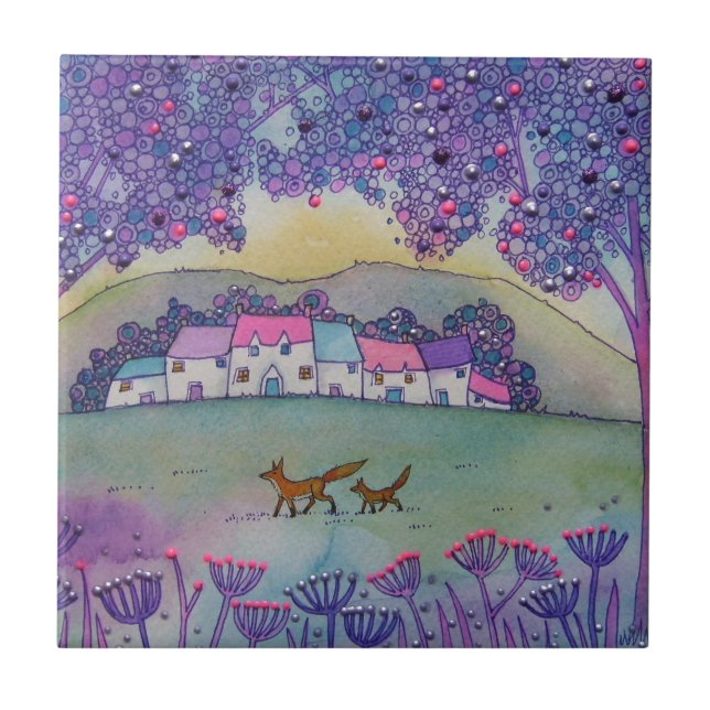 Azulejo Pequeños zorros (Frente)