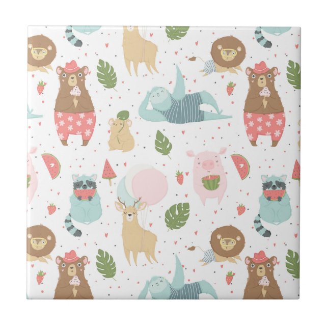 Azulejo Pereza y modelo de los amigos (Frente)