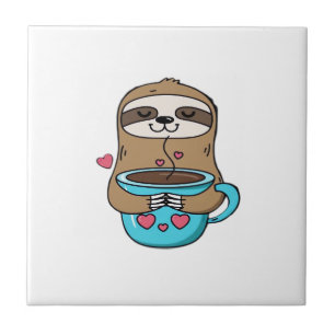 Azulejo Perezoso Chibi Amante del Café � Perezoso Kawaii A