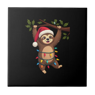 Azulejo Perezoso de Luces de Navidad con Sombrero de Navid