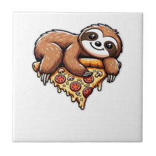 Azulejo Perezoso divertido comiendo pizza, amante de anima