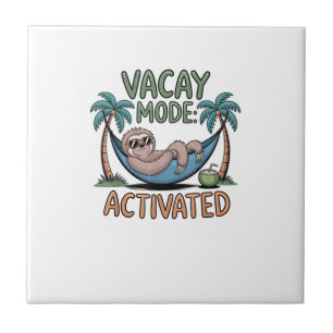 Azulejo Perezoso divertido Modo Vacaciones Activado Relaja