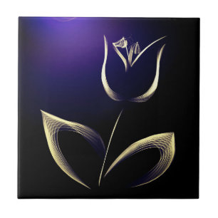 Azulejo Perfección perfecta del resumen de tulipanes dorad