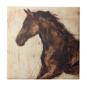 Azulejo Perfil del caballo salvaje marrón