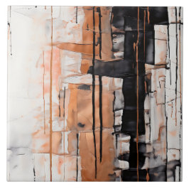 Azulejo Perforación de pinturas en negro, blanco y cobre