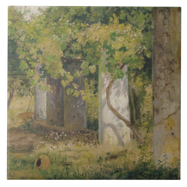 Azulejo Pérgola Con Uvas De Vino (Paisaje De Viñedo) (Frente)