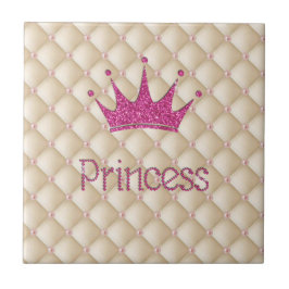Azulejo Perlas encantadoras chic, tiara, princesa, brillan