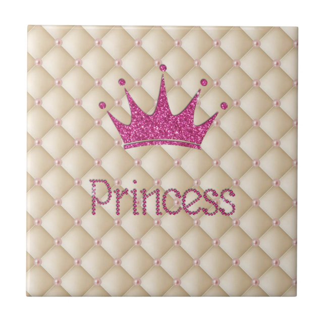 Azulejo Perlas encantadoras chic, tiara, princesa, brillan (Frente)