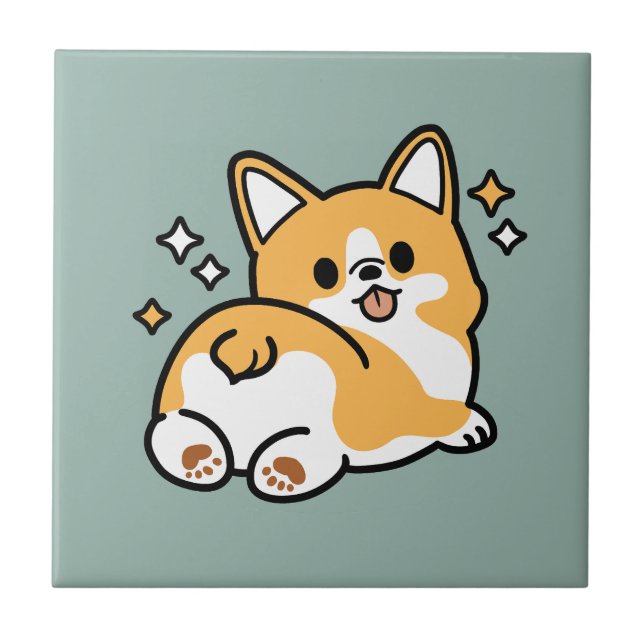 Azulejo Pero primero, Nap - Personalizado de Corgi Butt (Frente)