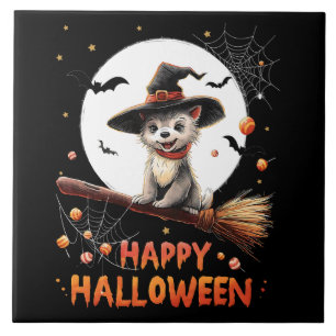 Azulejo Perrito Divertido Bruja Caramelo Fantasma Espeluzn