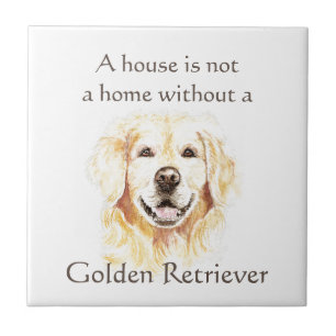 Azulejo Perrito Retriever Dorado Acuarela Animal Mascota C