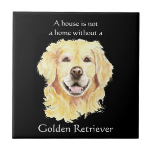 Azulejo Perrito Retriever Dorado Acuarela Animal Mascota C