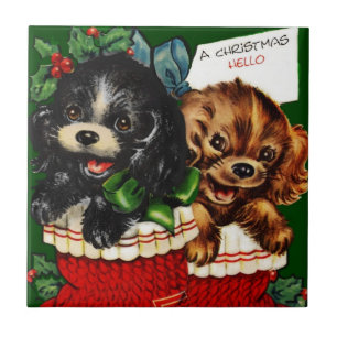 Azulejo Perritos del navidad hola