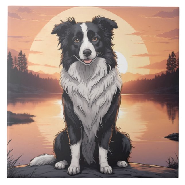 Azulejo Perro Border Collie (Frente)