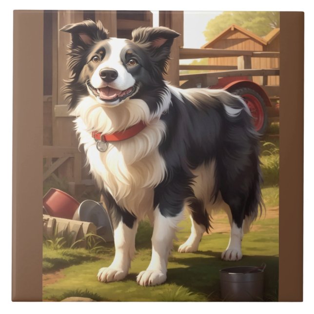 Azulejo Perro Border Collie (Frente)