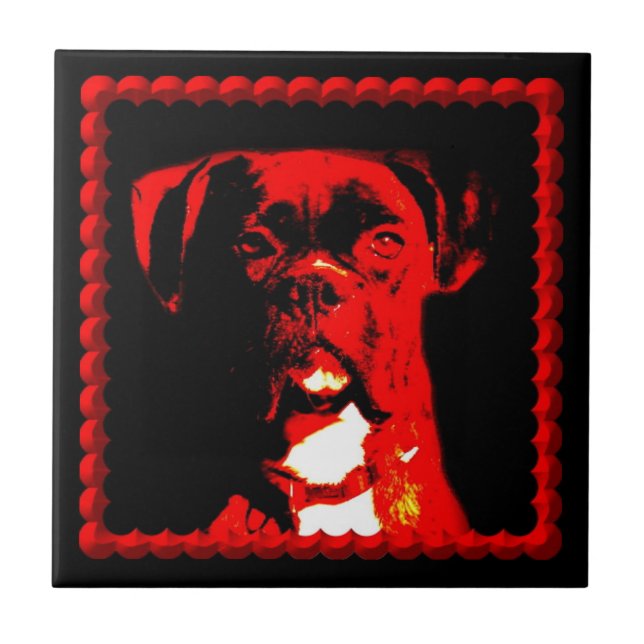 Azulejo Perro Boxeador Tile Cerámico (Frente)
