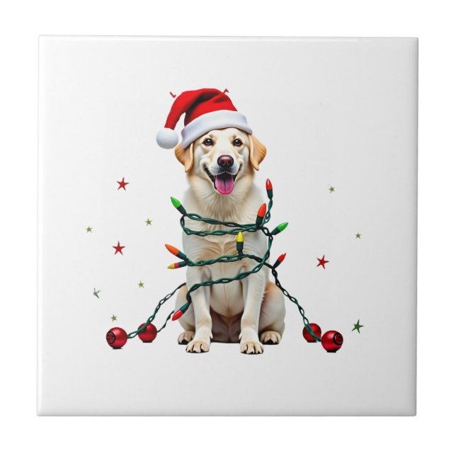 Azulejo Perro Boxer Blanco Jersey Feo de Navidad Funny Xma (Frente)