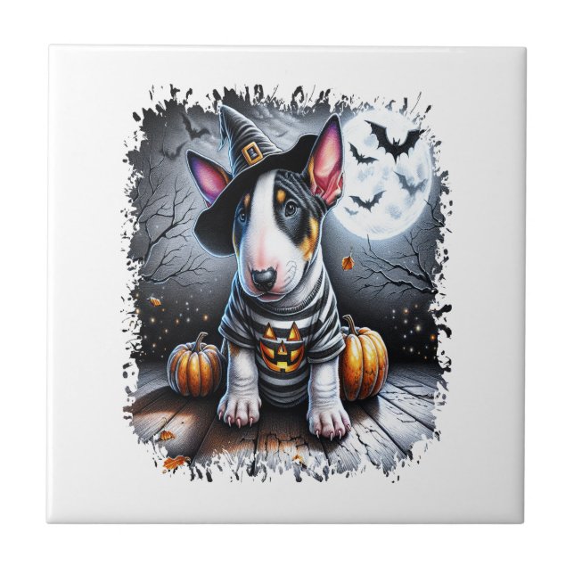 Azulejo Perro Bull Terrier Halloween (Frente)