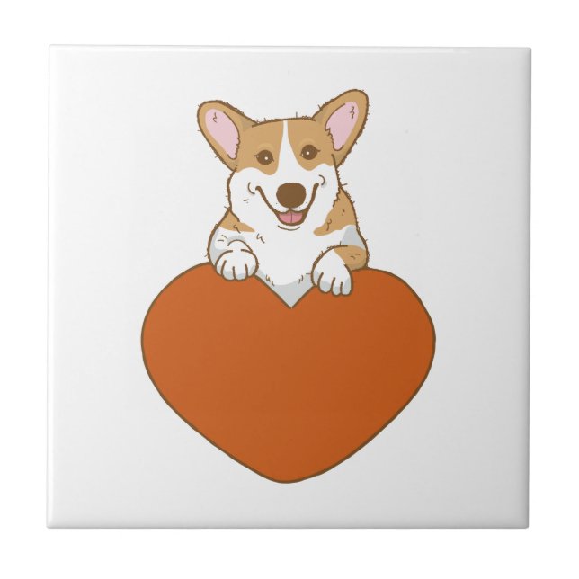 Azulejo Perro cachorro de Corgi Cute (Frente)