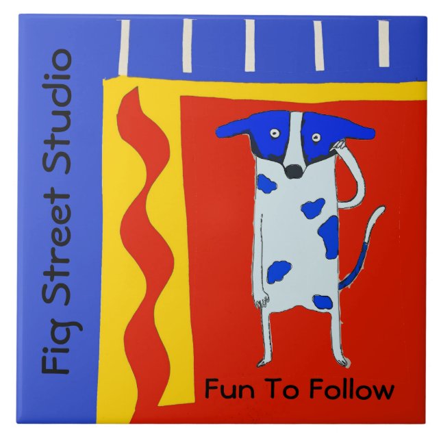 Azulejo Perro cómico, editar texto Tile cerámico (Frente)