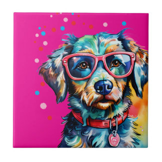 Azulejo Perro con gafas