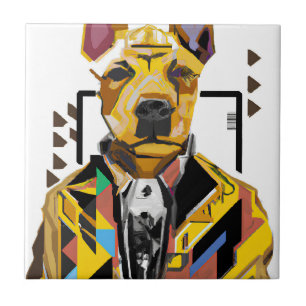 Azulejo Perro con traje: Arte digital