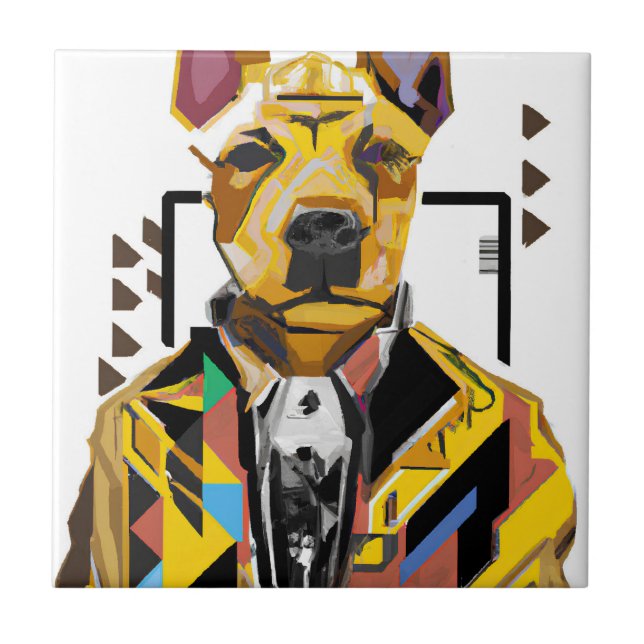 Azulejo Perro con traje: Arte digital (Frente)