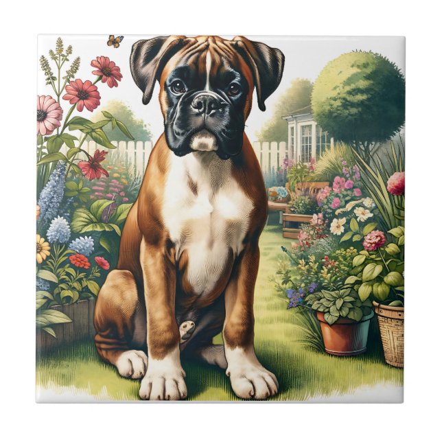 Azulejo Perro Cute Boxer (Frente)