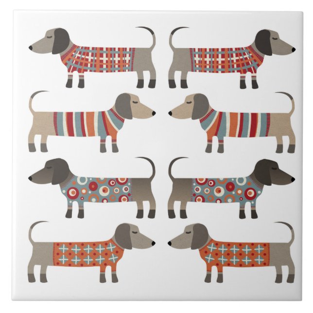 Azulejo Perro Dachshund Sausage (Frente)
