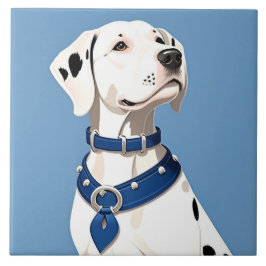Azulejo Perro dálmata con collar azul
