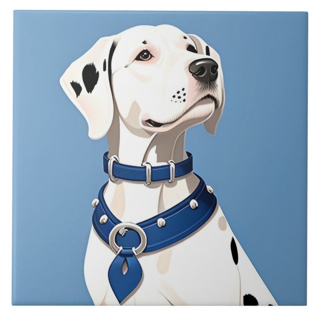 Azulejo Perro dálmata con collar azul (Frente)