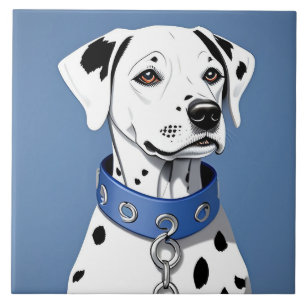 Azulejo Perro Dálmata con Collar Azul
