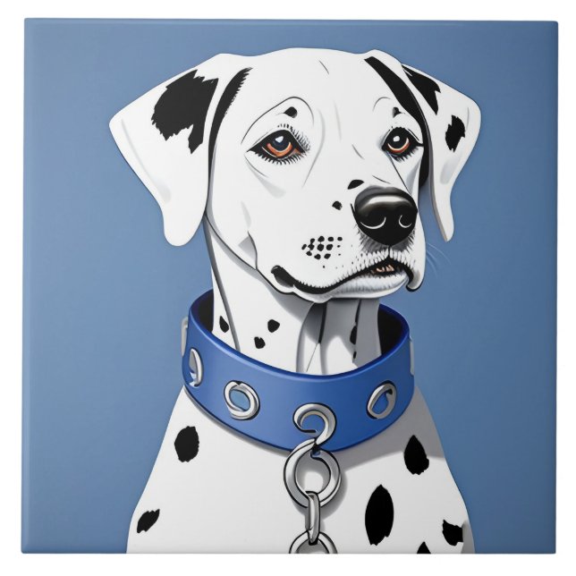 Azulejo Perro Dálmata con Collar Azul (Frente)