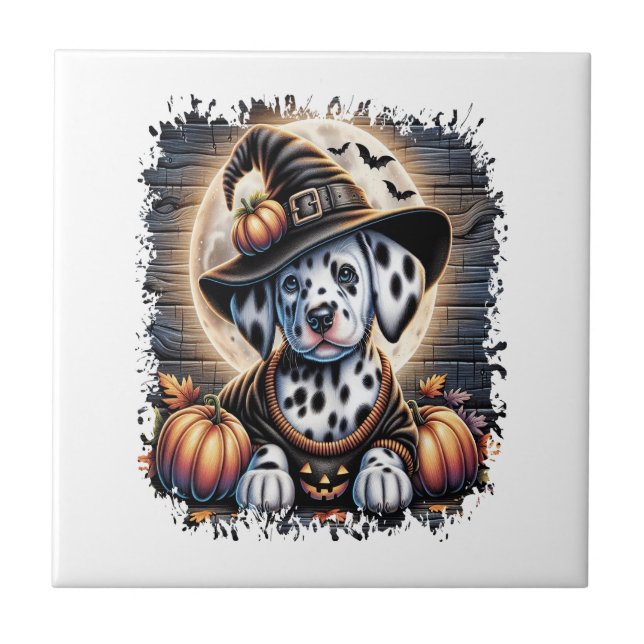Azulejo Perro Dálmata Halloween (Frente)