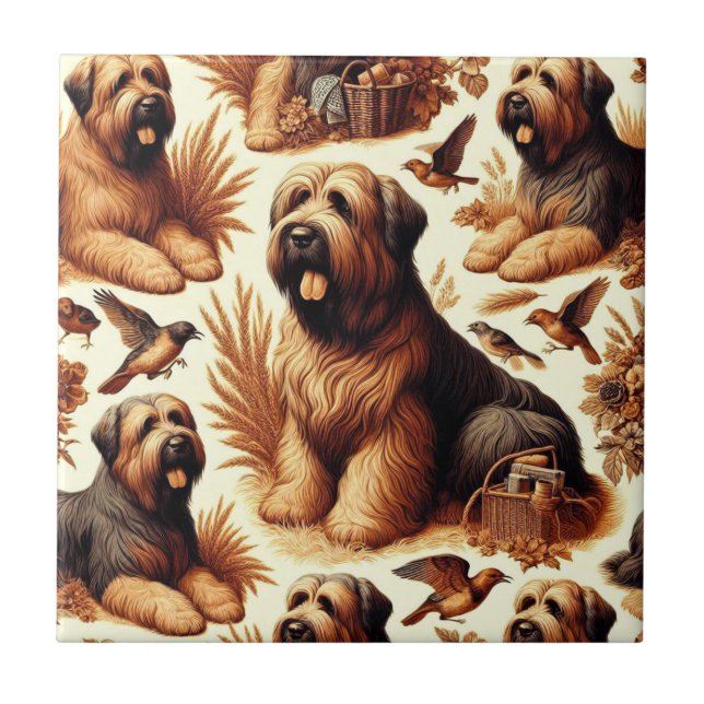 Azulejo Perro de Briard inmaculado (Frente)