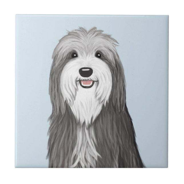 Azulejo Perro de la caricatura de Collie con barba (Frente)