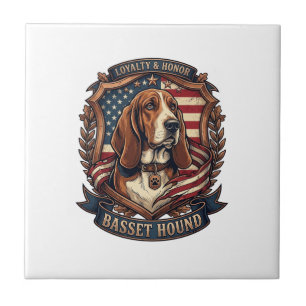 Azulejo Perro de la lealtad del sabueso basset Honor Escud