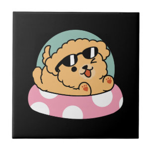 Azulejo Perro de la Vibes de Verano - Cachorro flotante co