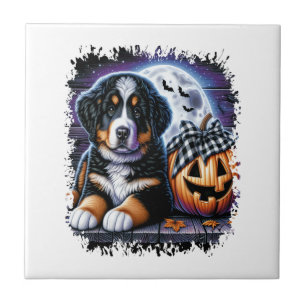 Azulejo Perro de montaña bernés de Halloween