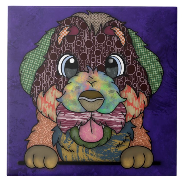 Azulejo  Perro de montaña bernés loco cara fea  (Frente)