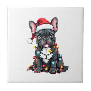 Azulejo Perro De Navidad Bulldog Francés Xmas Frenchie 3