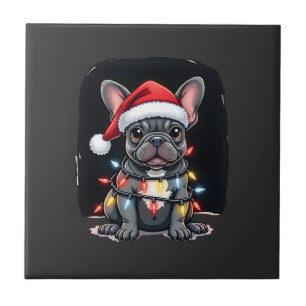 Azulejo Perro De Navidad Bulldog Francés Xmas Frenchie Hom