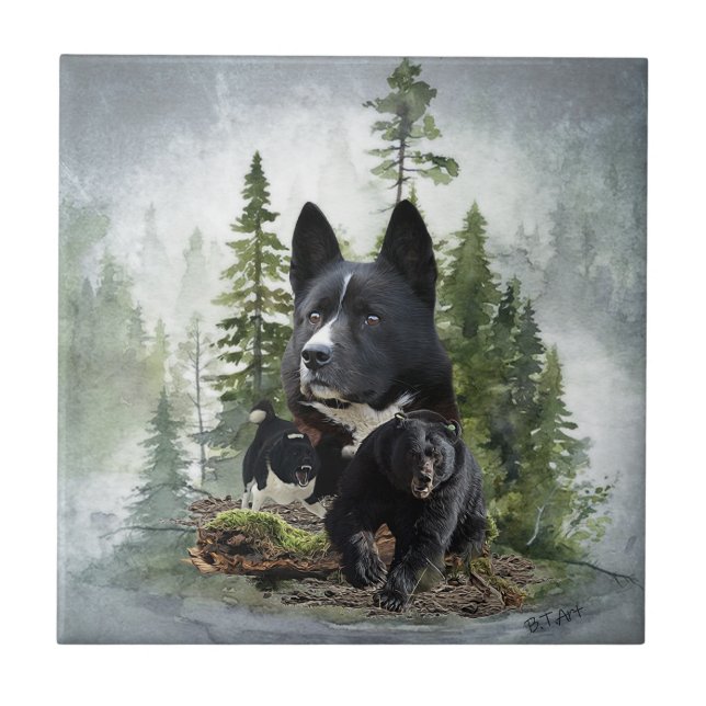 Azulejo Perro de oso de Karelian (Frente)