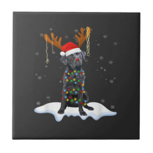 Azulejo Perro de pijama de luz de árbol de Navidad Labrado