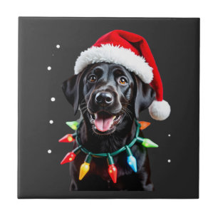 Azulejo Perro de pijama de luz de árbol de Navidad Labrado